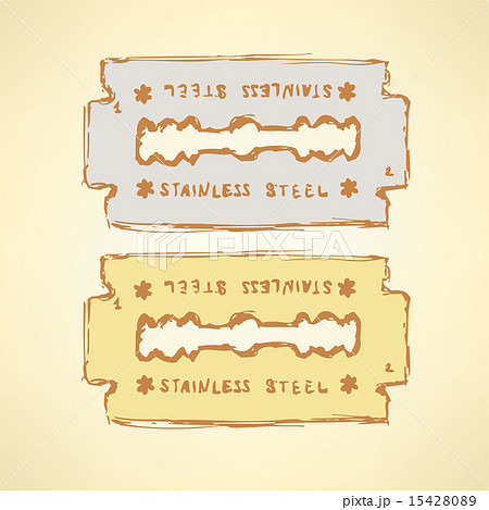 Sketch razor blade in vintage style 15428089
