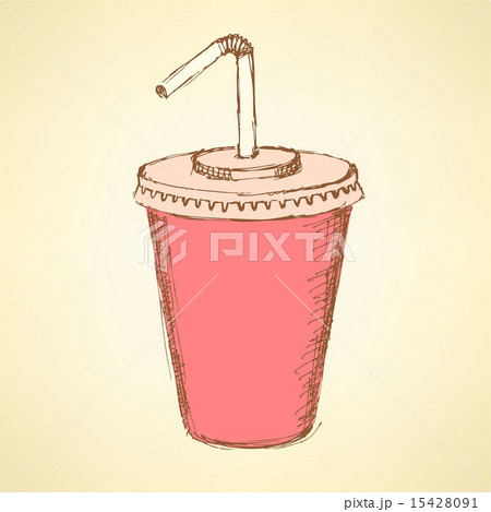 Sketch soda cup in vintage style 15428091