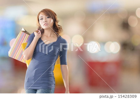 Cheerful shopping woman 15428309