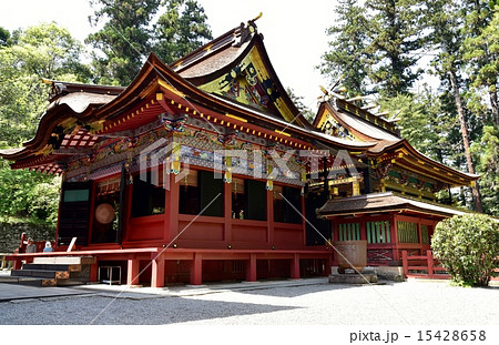 一之宮貫前神社 拝殿 斜め右の写真素材