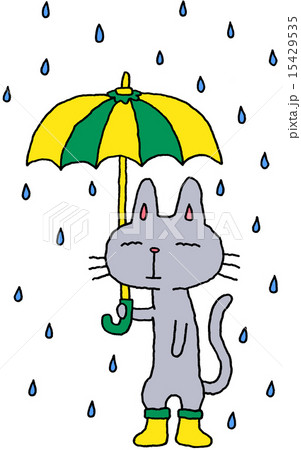 雨降り猫のイラスト素材 雨降り猫のイラスト素材