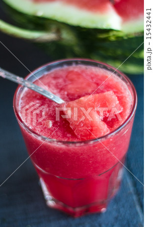 smoothie in a glass of watermelon, heart smoothie in a glass of watermelon, heart 15432441