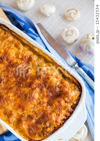 meat lasagna in the form of baking, italy food 15432554