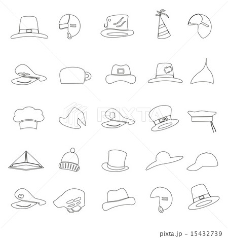 various black hats outline icons vector set eps10 15432739