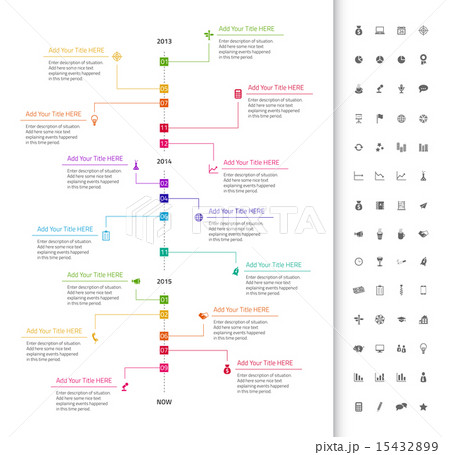 Modern flat timeline with milestones and icons Modern flat timeline with milestones and icons 15432899