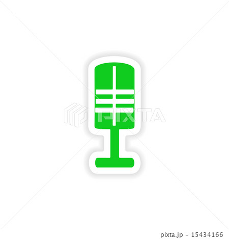 icon sticker realistic design on paper microphone 15434166