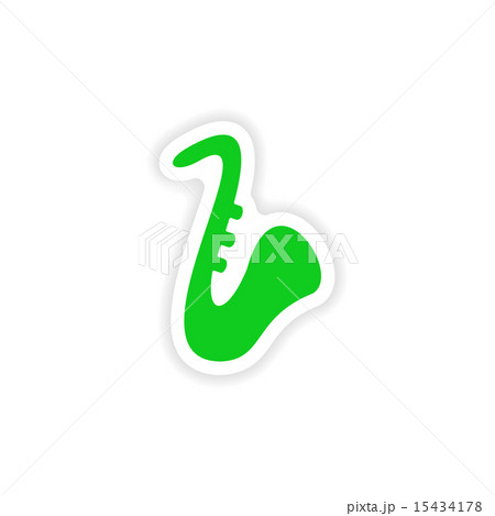 icon sticker realistic design on paper saxophone 15434178