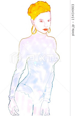 じっと見詰めるドレスの美女 15434903