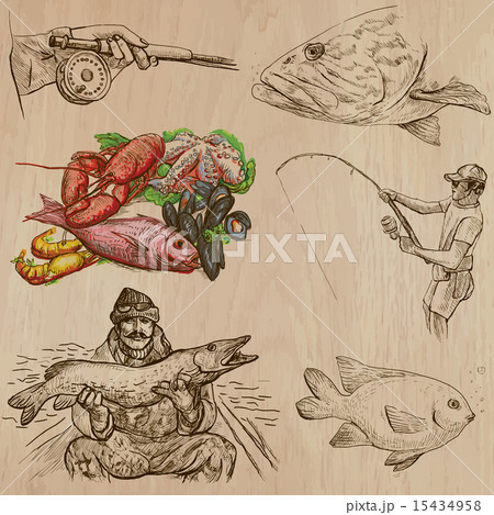 Fishing - An hand drawn vector pack Fishing - An hand drawn vector pack 15434958