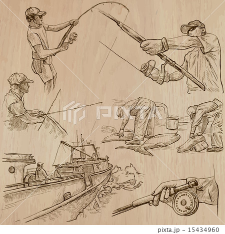 Fishing - An hand drawn vector pack Fishing - An hand drawn vector pack 15434960
