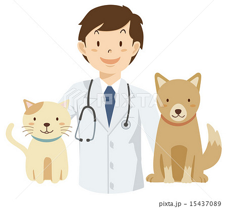 獣医さんと犬と猫のイラスト素材