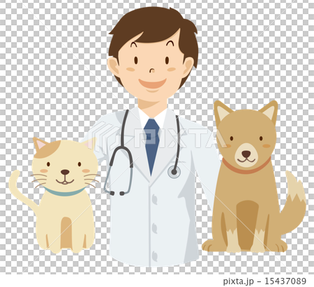 獣医さんと犬と猫のイラスト素材