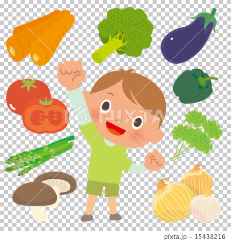 野菜9種と元気な男の子 15438216