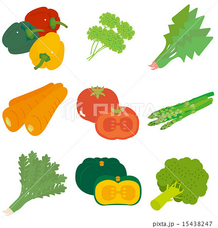 緑黄色野菜9種セットのイラスト素材 15438247 Pixta