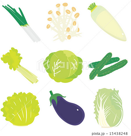淡色野菜9種セットのイラスト素材