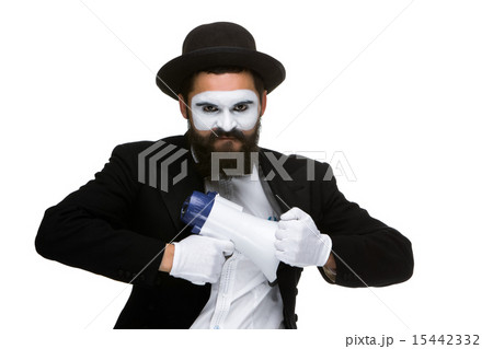 mime as business man with a megaphone mime as business man with a megaphone 15442332