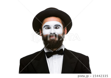Portrait of the surprised mime with squinting eyes Portrait of the surprised mime with squinting eyes 15442335