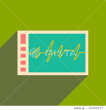 Flat with shadow icon and mobile applacation monitor cardiogram 15444277