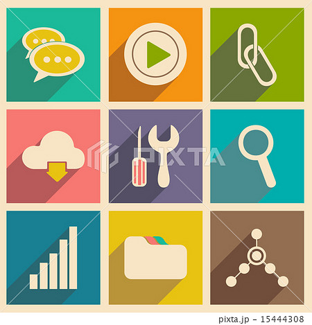 Flat with shadow concept and mobile application internet icons Flat with shadow concept and mobile application internet icons 15444308