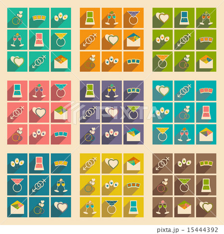 Flat with shadow concept and mobile application wedding icons Flat with shadow concept and mobile application wedding icons 15444392