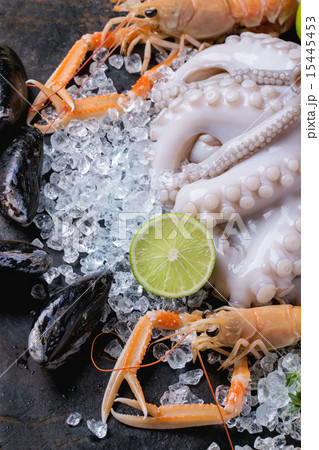 Langoustines and octopus on ice 15445453