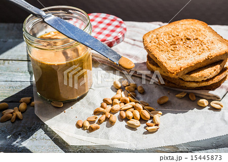 ruddy toast and peanut butter, breakfast 15445873
