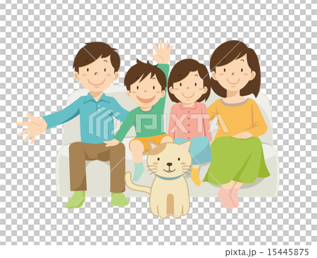 家族の団らんと猫 15445875