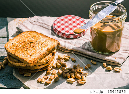 ruddy toast and peanut butter, delicious breakfast 15445876