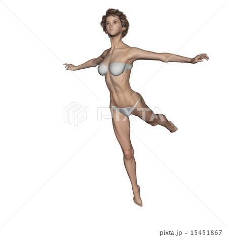 筋肉標本 合成用スキン　髪の毛　水着つき　　ダンスする女性　perming 3DCG　イラスト素材 15451867