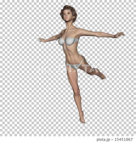 Skin for synthesizing muscle specimens Hair wearing swim wear dressing woman perming 3DCG illustration material 15451867
