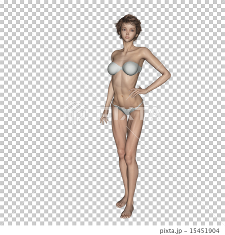 合成肌肉標本的皮膚與游泳衣的頭髮佩帶的姿勢燙髮3DCG例證材料 15451904