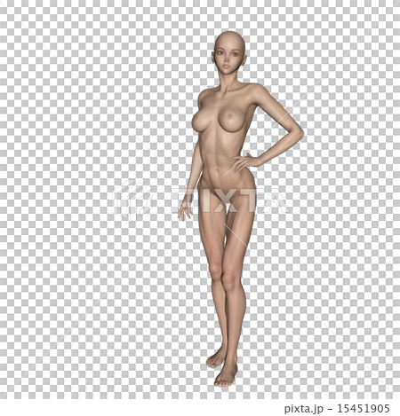 肌肉標本合成的皮膚全裸照構成女性燙髮3DCG插圖素材 15451905