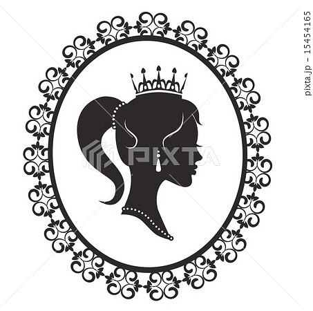 Profile Silhouette Of A Princess In A Frame On A のイラスト素材 Profile Silhouette Of A Princess In A Frame On A のイラスト素材