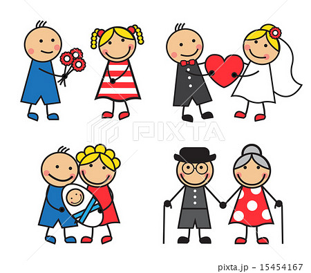 Cartoon friendly and happy family on a date for th 15454167