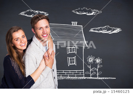 Composite image of portrait of happy young couple 15460125