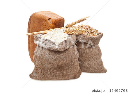 Flour and wheat grain with bread 15462768