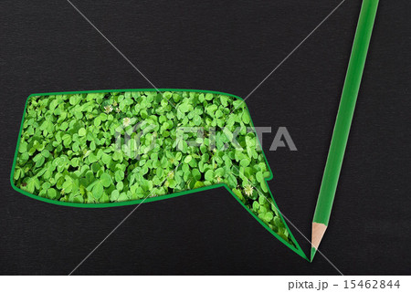 Eco green pencil on black background 15462844
