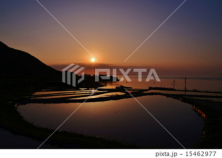 棚田の夕景 15462977