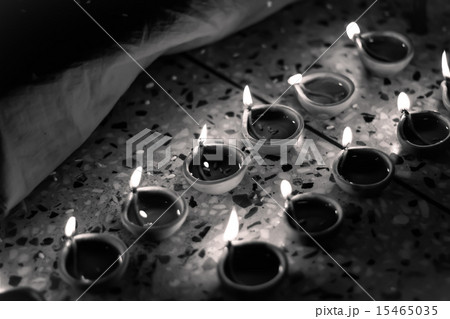 traditional indian lamp in black and white 15465035