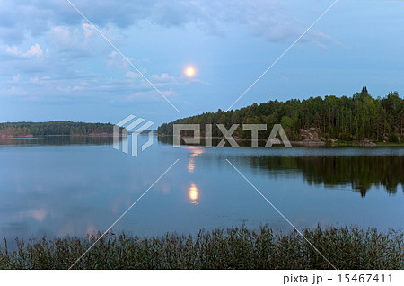 Night over Ladoga lake 15467411