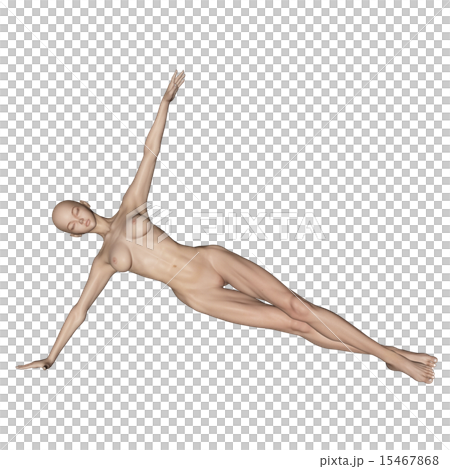 筋肉標本合成用スキン　フルヌード　ヨガポーズする女性　perming 3DCG　イラスト素材 15467868