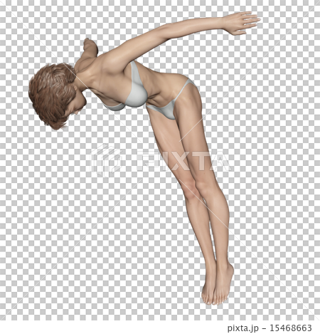 Muscle specimen Dive female Synthetic skin Swimwear & hair perming 3DCG illustration material 15468663
