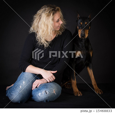 woman and her dog woman and her dog 15468833