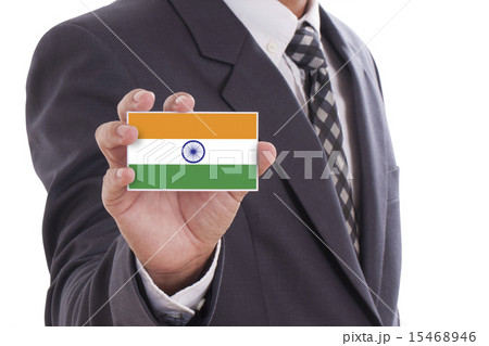 Businessman hand showing India Flag  15468946