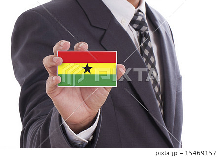Businessman hand showing Ghana Flag  15469157