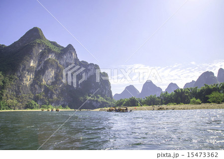 China Guilin Lijiang River rafting, beautiful river. China Guilin Lijiang River rafting, beautiful river. 15473362