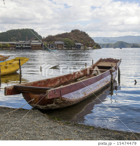 wooden boat in "lugu Lake" wooden boat in "lugu Lake" 15474479