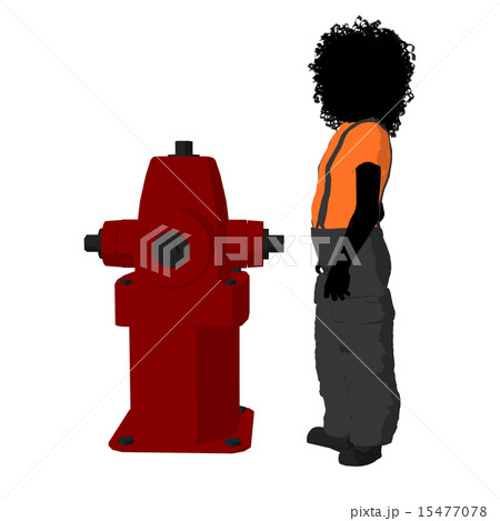 African American Teen Firefighter Illustration Silhouette 15477078