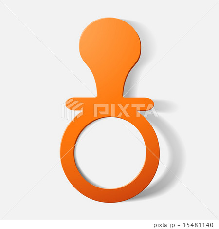 Paper clipped sticker: baby pacifier, soother Paper clipped sticker: baby pacifier, soother 15481140