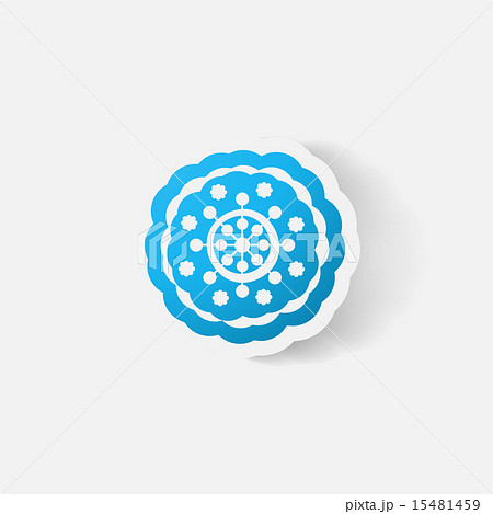 Realistic paper sticker: flowers. camomile 15481459